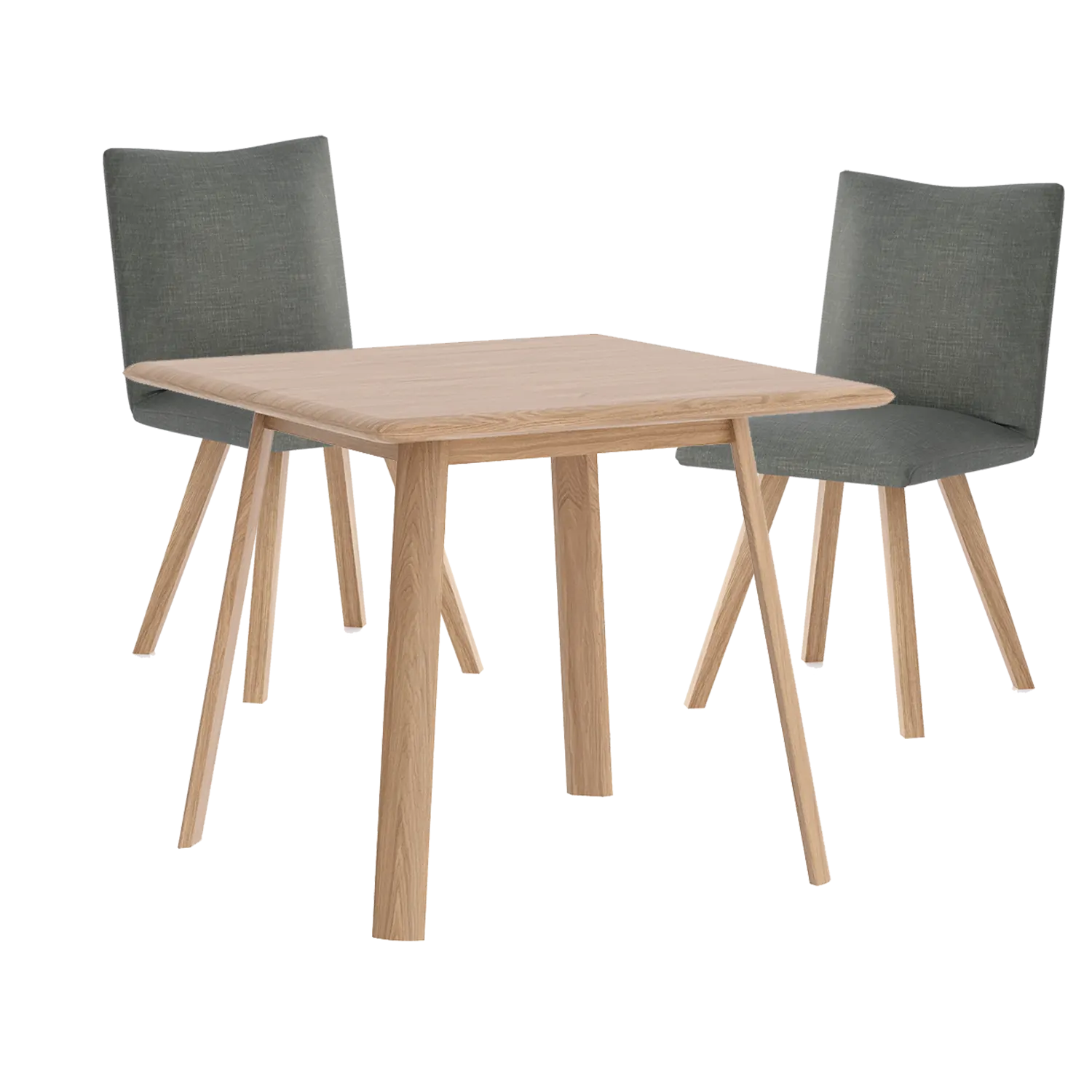 Asiago Solid White Oak Square Dining Table with Milano Chairs, available in White or Smoked Oak with choice of 3 dining chairs, Linen, Nutmeg and Basalt - Table with Basalt Chairs  