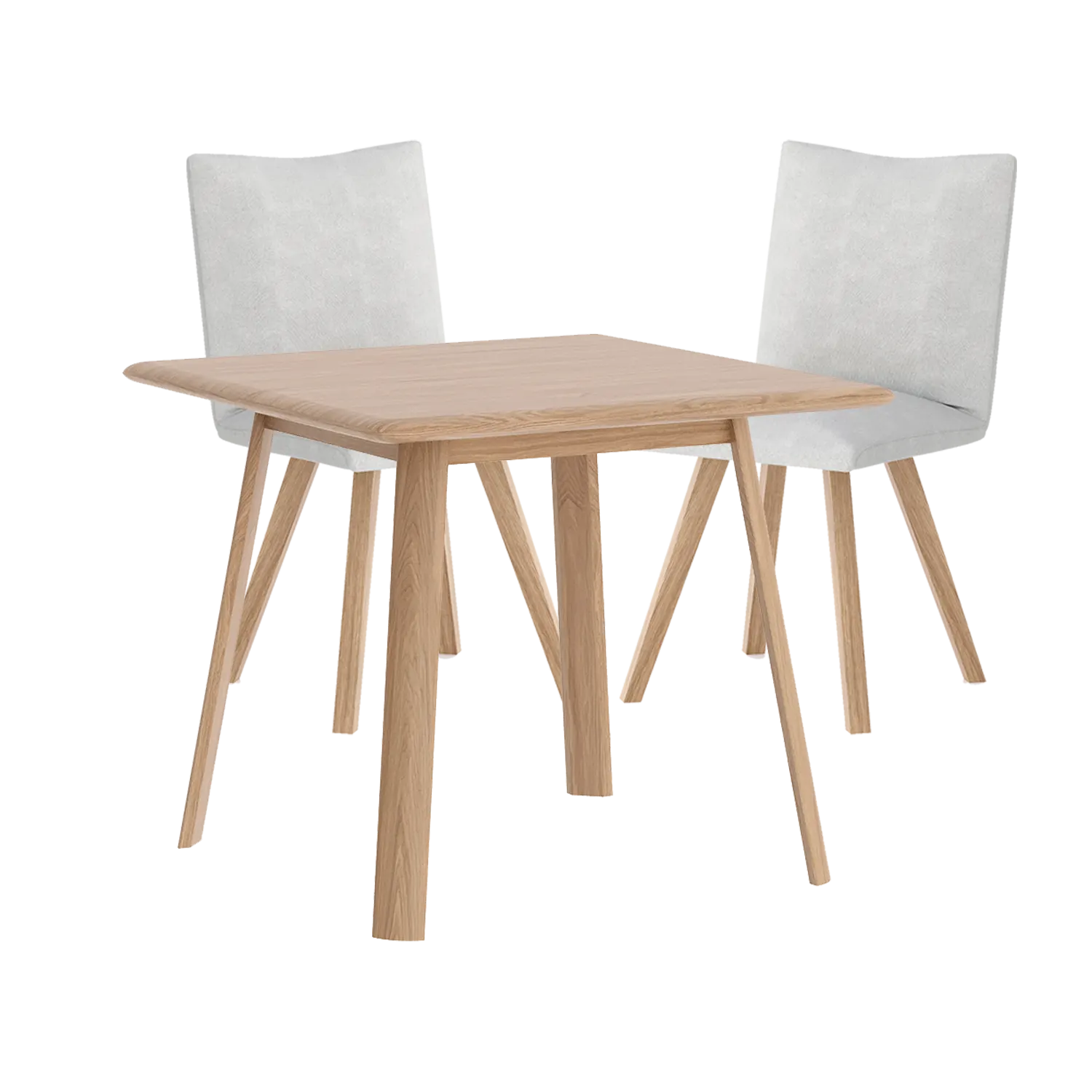 Asiago Solid White Oak Square Dining Table with Milano Chairs, available in White or Smoked Oak with choice of 3 dining chairs, Linen, Nutmeg and Basalt - Main Image 