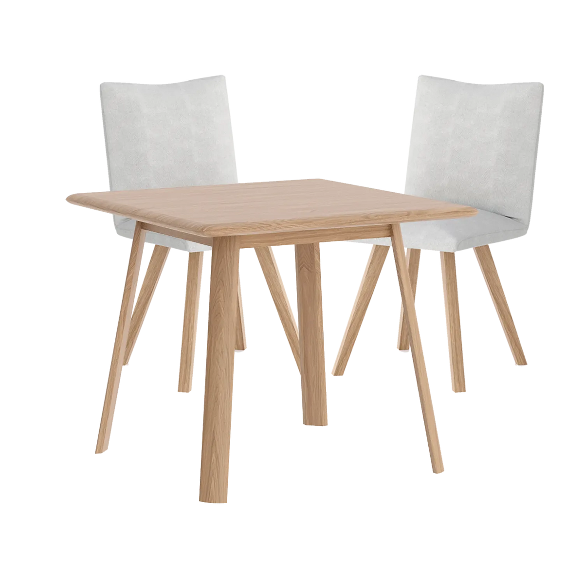 Asiago Solid White Oak Square Dining Table with Milano Chairs, available in White or Smoked Oak with choice of 3 dining chairs, Linen, Nutmeg and Basalt - Main Image 
