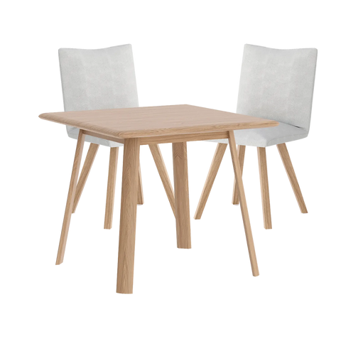 Asiago Solid White Oak Square Dining Table with Milano Chairs, available in White or Smoked Oak with choice of 3 dining chairs, Linen, Nutmeg and Basalt - Main Image 