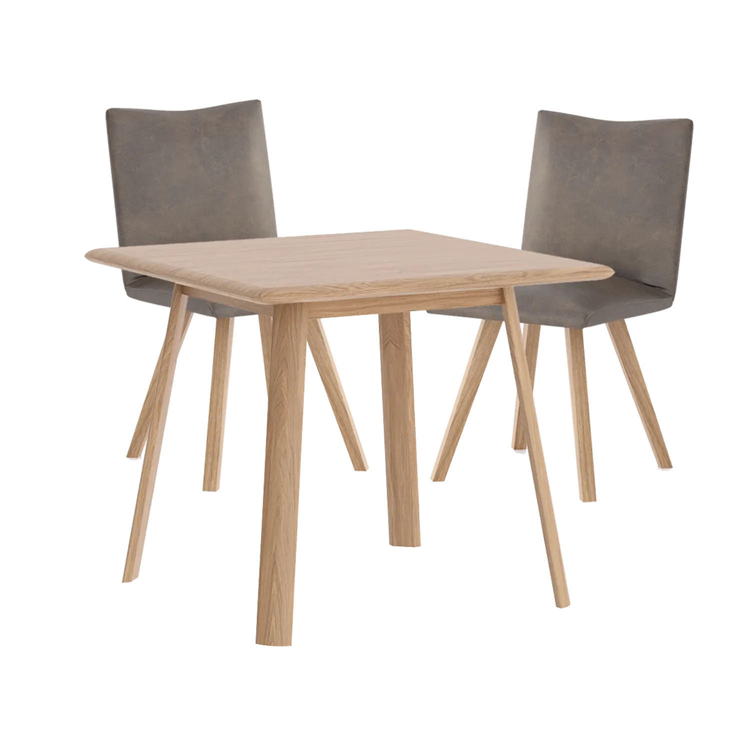 Asiago Solid White Oak Square Dining Table with Milano Chairs, available in White or Smoked Oak with choice of 3 dining chairs, Linen, Nutmeg and Basalt - Table with Nutmeg Chairs  