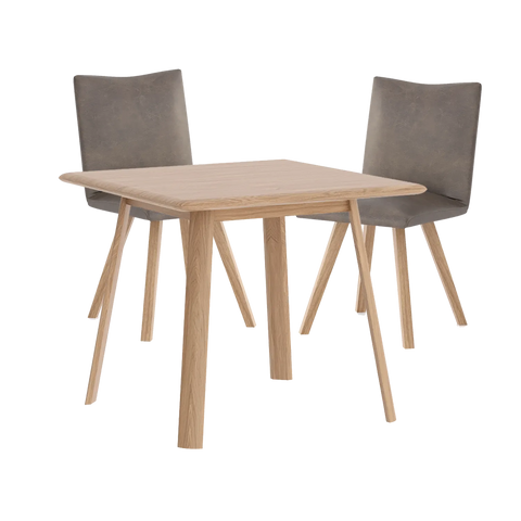 Asiago Solid White Oak Square Dining Table with Milano Chairs, available in White or Smoked Oak with choice of 3 dining chairs, Linen, Nutmeg and Basalt - Table with Nutmeg Chairs  