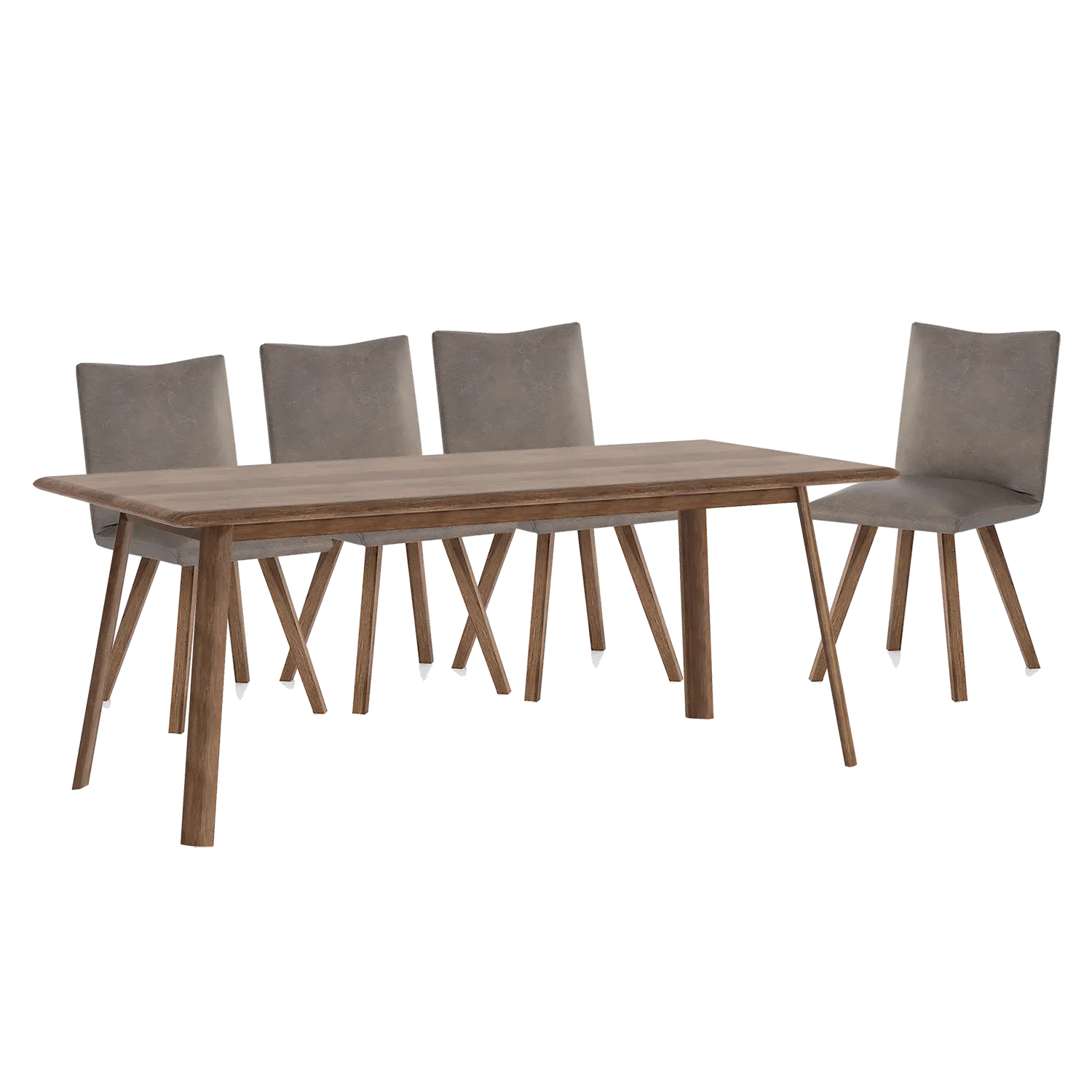 Asiago Solid White Oak 2m Dining Table with Milano Chairs, also available in Smoked Oak - Smoked Oak Dining Set 
