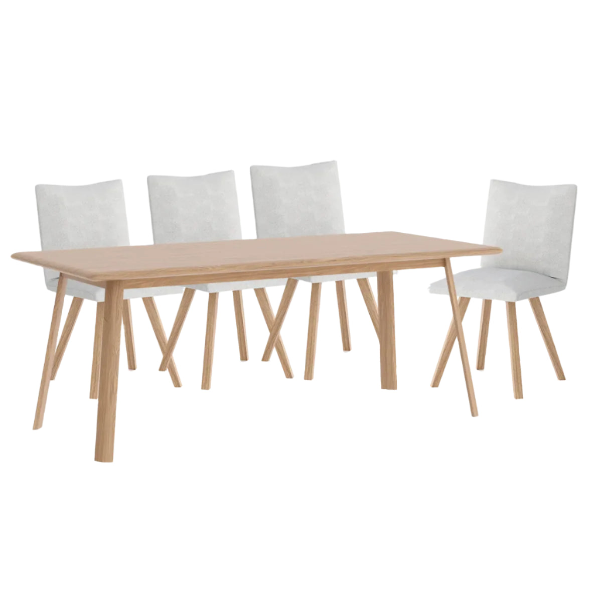 Asiago Solid White Oak 2m Dining Table with Milano Chairs 