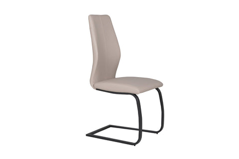 Quinlin Strong Taupe Leather Dining Chairs with solid Metal Black powder coated cantilever frame  