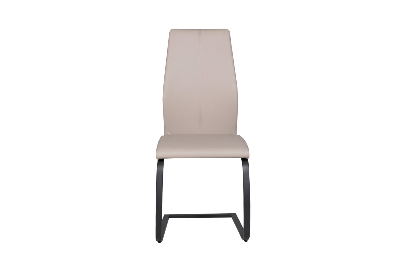 Quinlin Strong Taupe Leather Dining Chairs with solid Metal Black powder coated cantilever frame  - 01