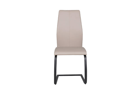 Quinlin Strong Taupe Leather Dining Chairs with solid Metal Black powder coated cantilever frame  - 01