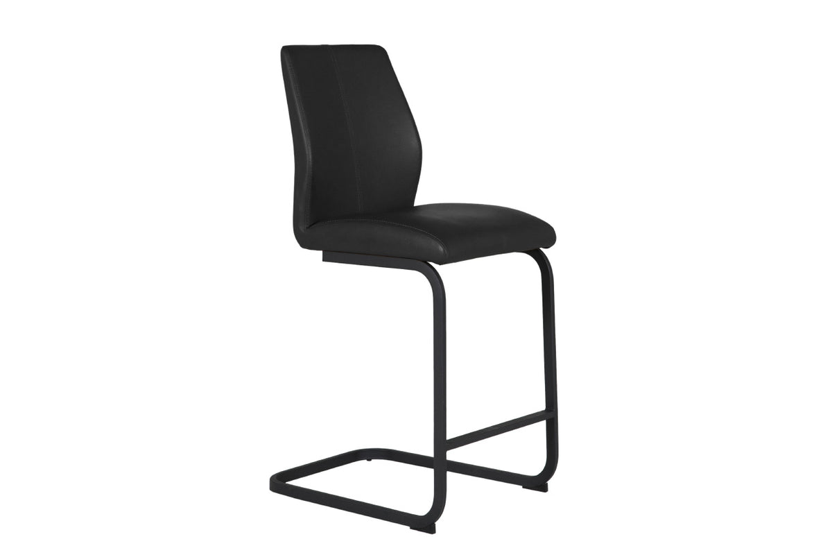 Arga Tan Faux Leather Counter Bar Chair - Set of 2. Available in Taupe, Black, Grey and Silver - Black Bar Stool