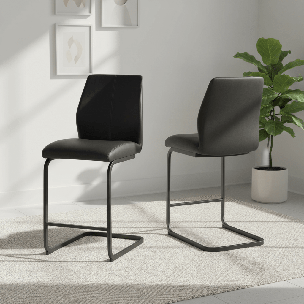 Arga Black Faux Leather Counter Bar Chair - Set of 2