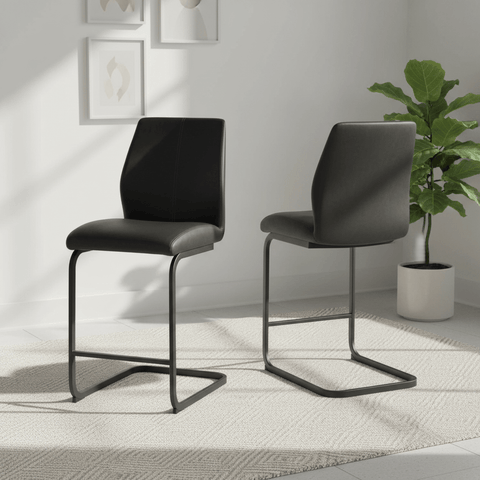 Arga Black Faux Leather Counter Bar Chair - Set of 2
