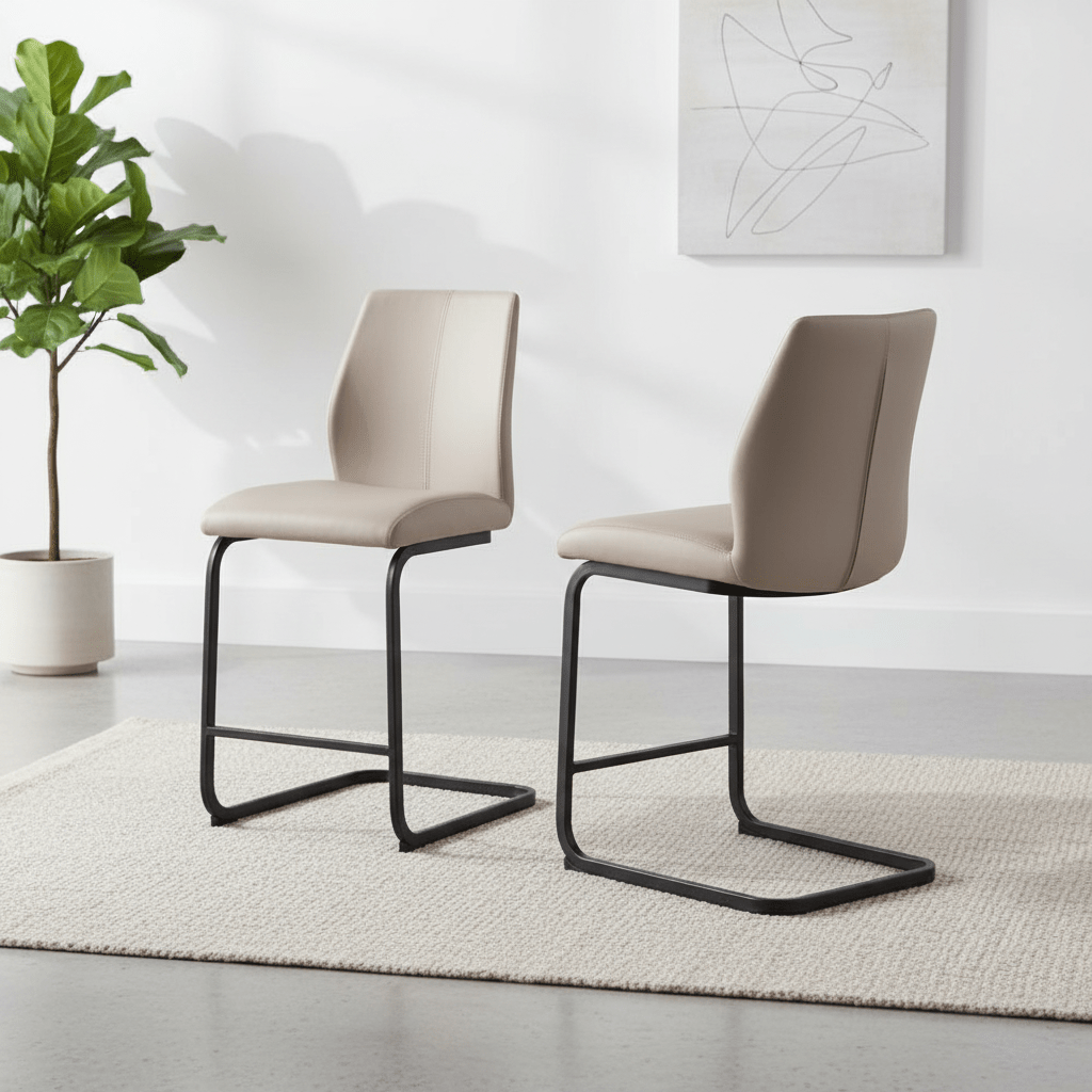 Arga Taupe Faux Leather Counter Bar Chair - Set of 2
