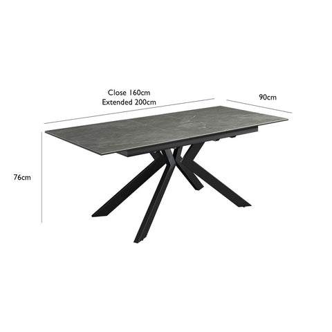 Athens Grey Matte Ceramic Extending Dining Table - Pendle Village Furniture