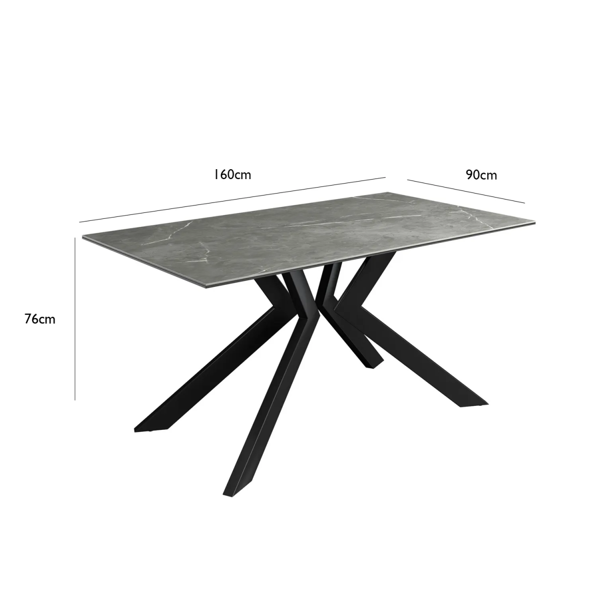Athens 1.6M Grey Matte Ceramic Dining Table - Pendle Village Furniture