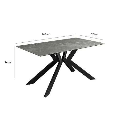 Athens 1.6M Grey Matte Ceramic Dining Table - Pendle Village Furniture