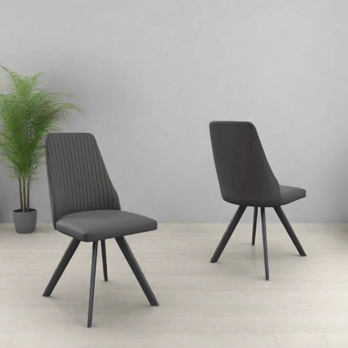 Athens Dark Grey Faux Leather with Grey Legs