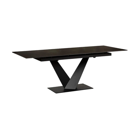 Modern dining table with V shaped pedestal base