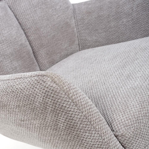Aldo Swivel Fabric Pewter Dining Chair with Black legs - Closeup view