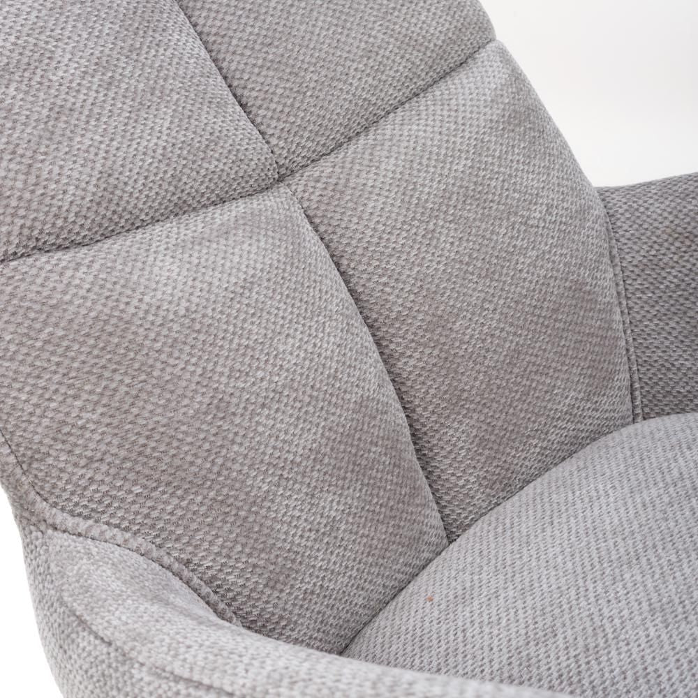 Aldo Swivel Fabric Pewter Dining Chair with Black legs - Fabric Closeup view