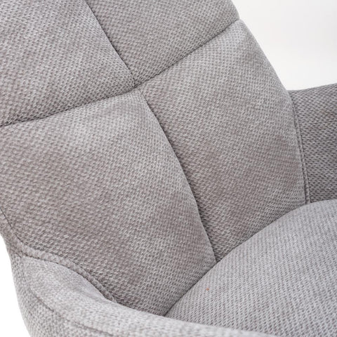 Aldo Swivel Fabric Pewter Dining Chair with Black legs - Fabric Closeup view