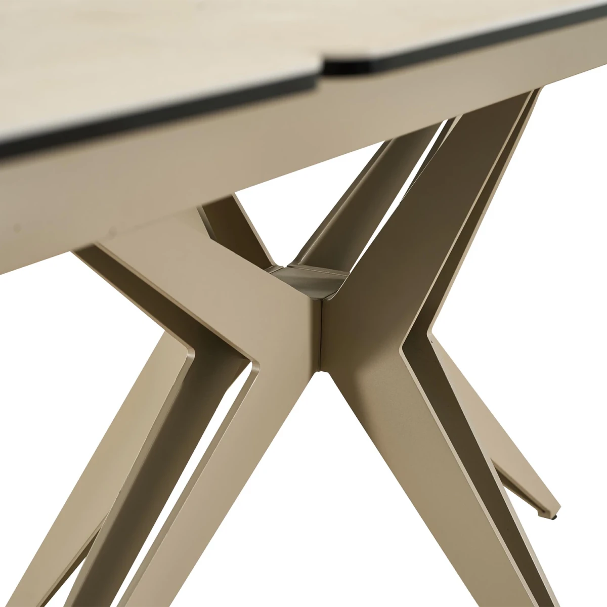 Beige ceramic dining table with star base extending design - Base close up