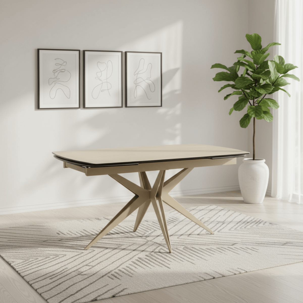 Alessia Travertine Effect Ceramic Extending Dining Table 160–240cm