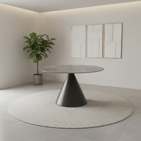 Alessio 130cm Matte Grey Ceramic Extending Round Dining Table