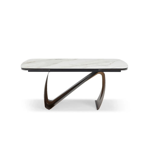 Contemporary brass base dining table extending to 260cm