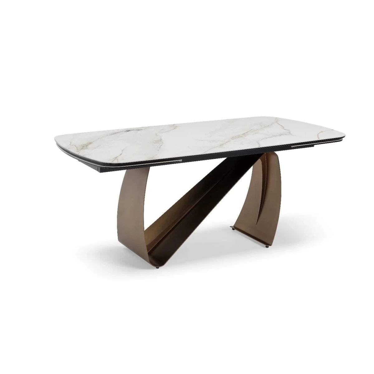 Alfonso Extending Dining Table Brass Stone 180–260