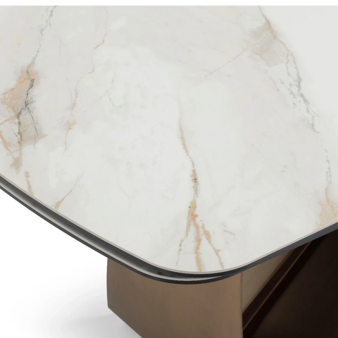 Table top - Luxury dining table with brushed brass N shaped base