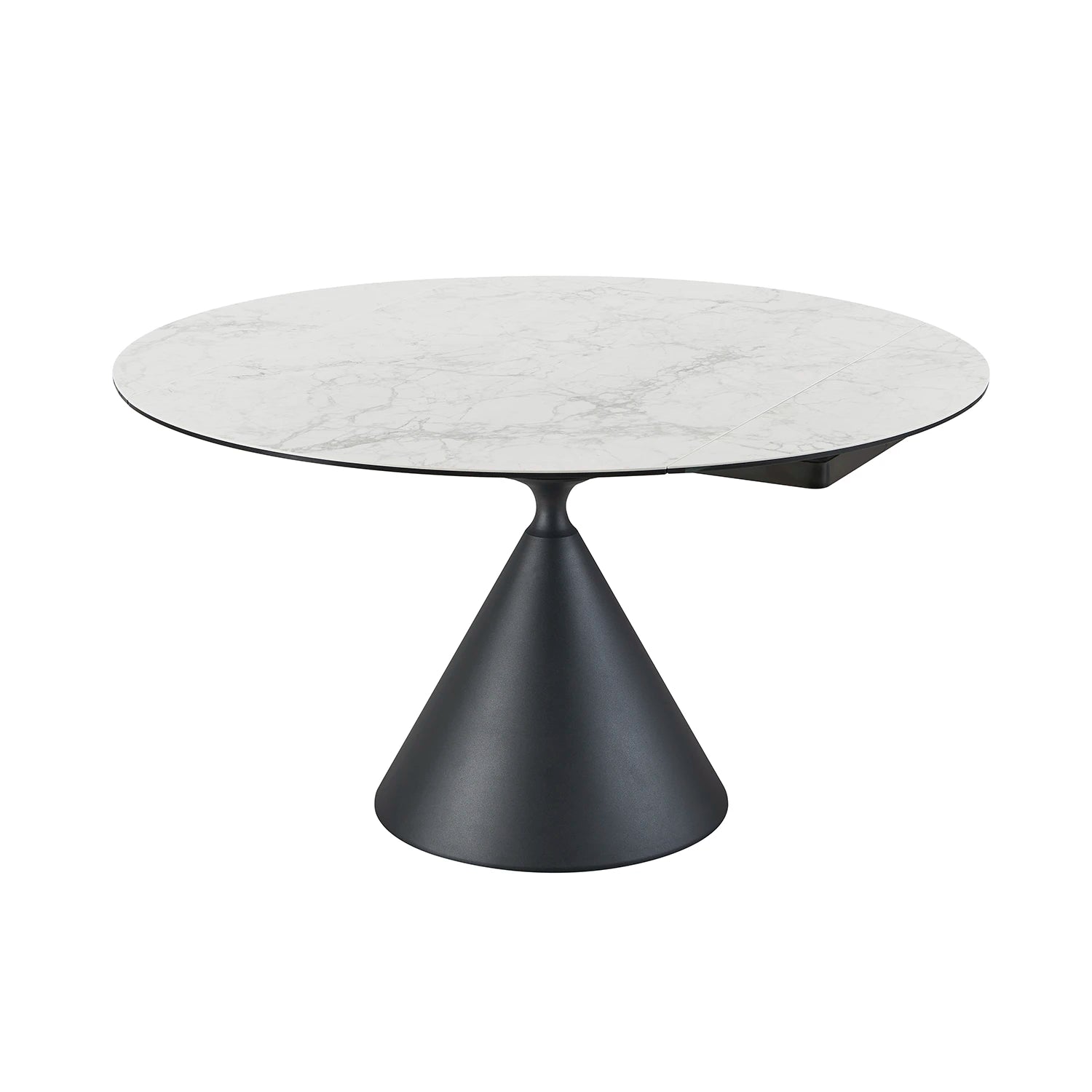 Alonzo Round Ceramic Ext Dining Table with 4 Taupe Fabric Swivel Chairs - Pendle Village Furniture