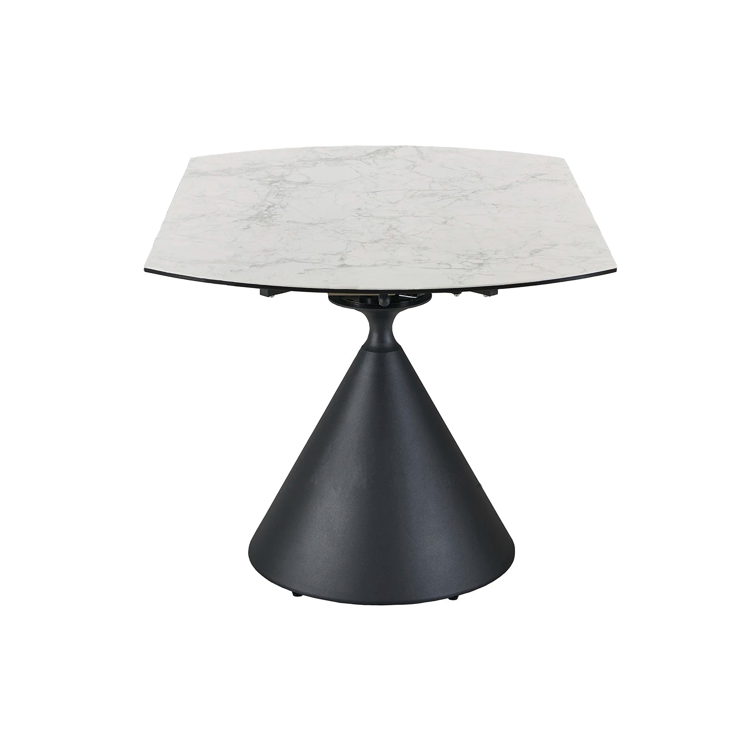 Alonzo Round Ceramic Ext Dining Table with 4 Taupe Fabric Swivel Chairs - Pendle Village Furniture