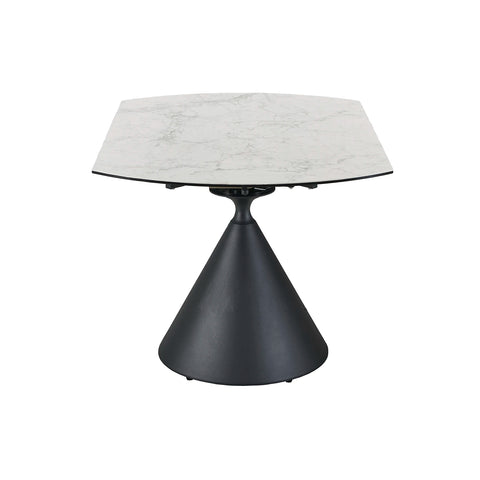Alonzo Round Ceramic Ext Dining Table with 4 Taupe Fabric Swivel Chairs - Pendle Village Furniture