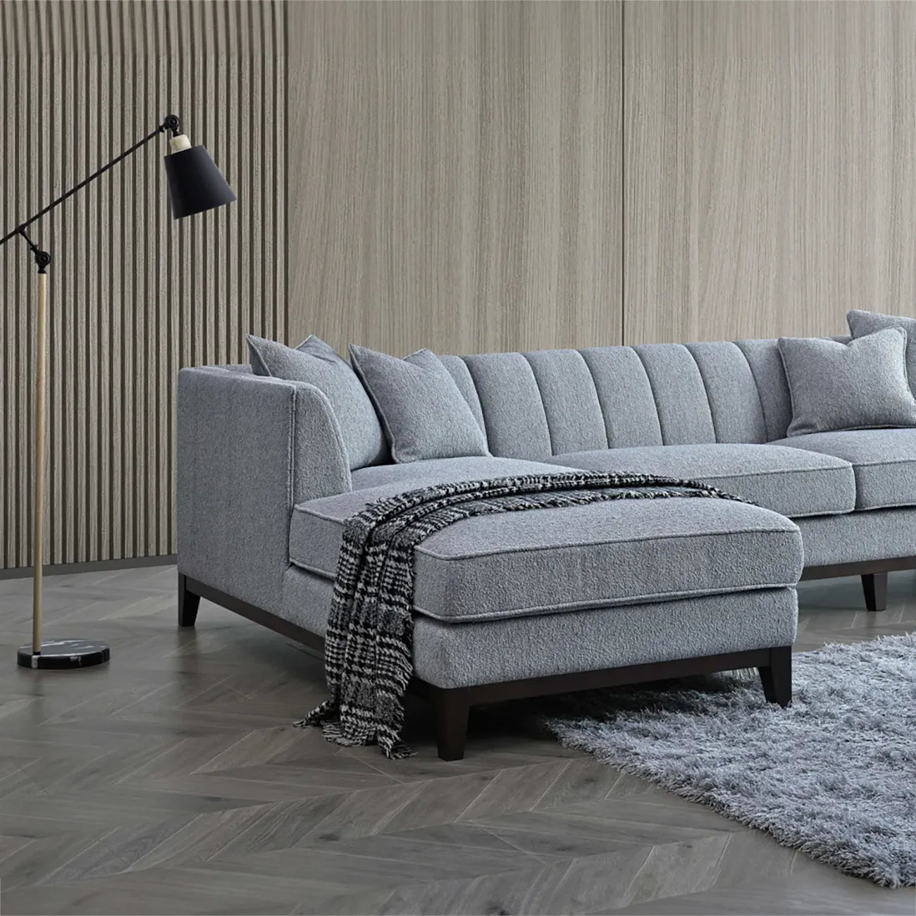 Cooper Left Hand Corner Sofa in Dolphin Boucle - Pendle Village Furniture