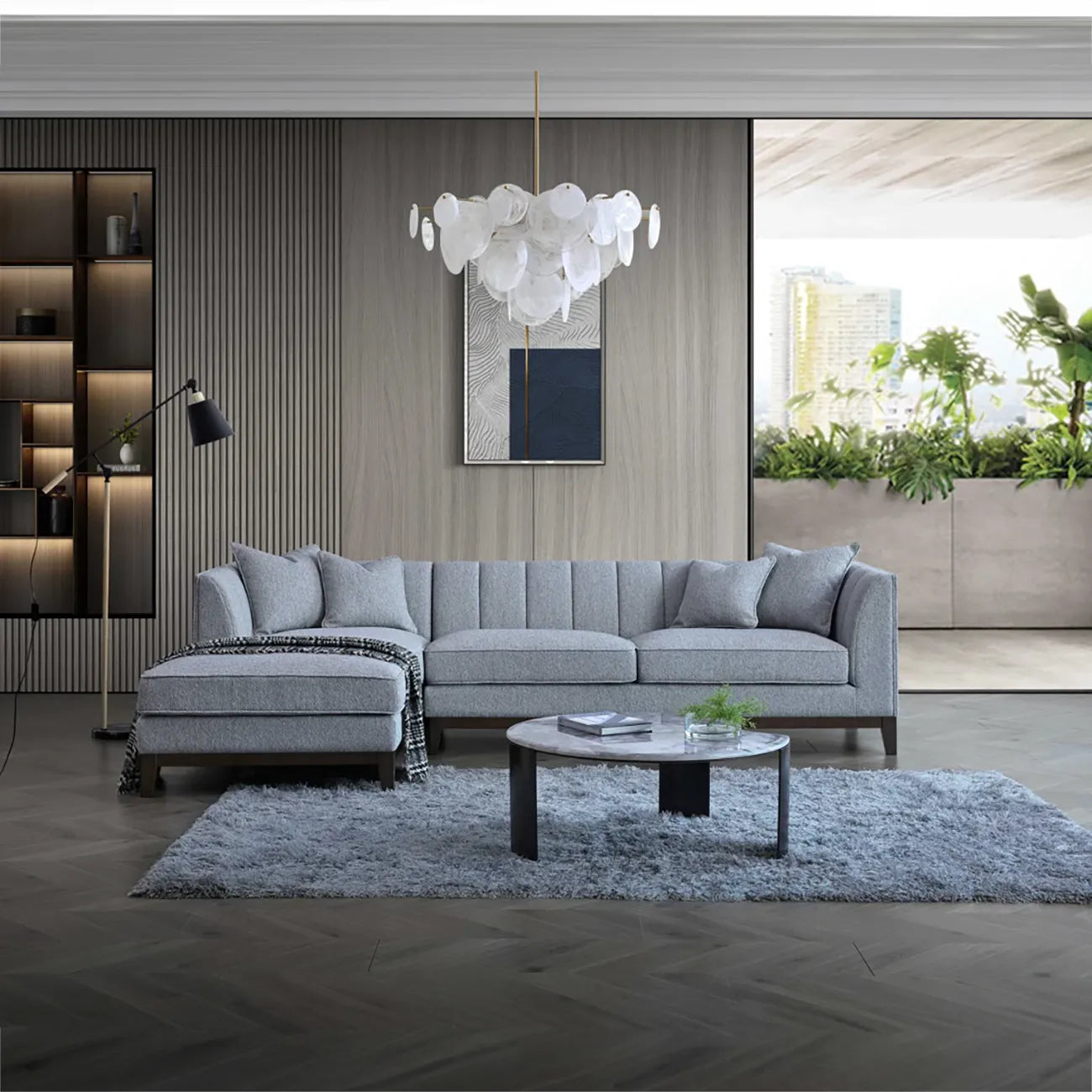 Cooper Left Hand Corner Sofa in Dolphin Boucle - Pendle Village Furniture
