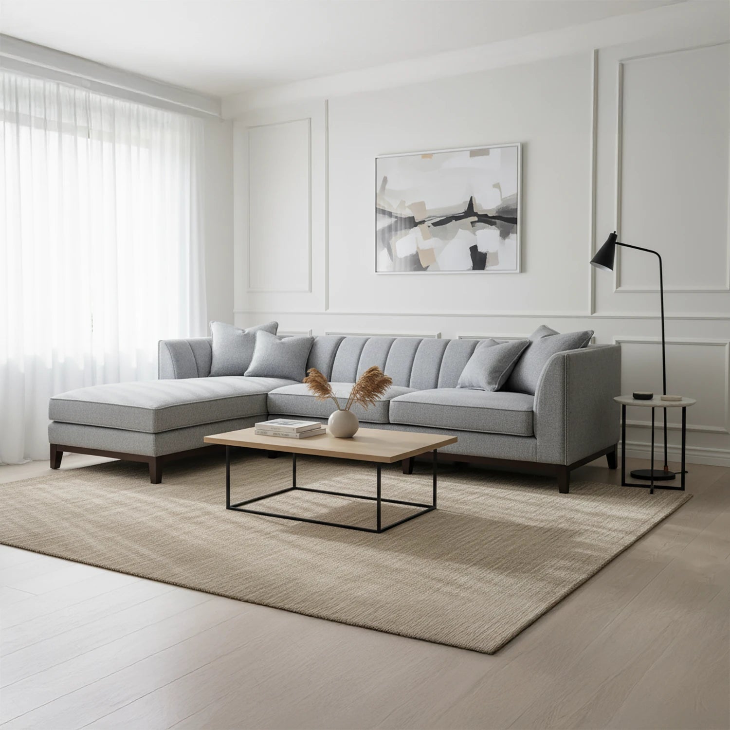 Cooper Left Hand Corner Sofa in Dolphin Boucle - Pendle Village Furniture