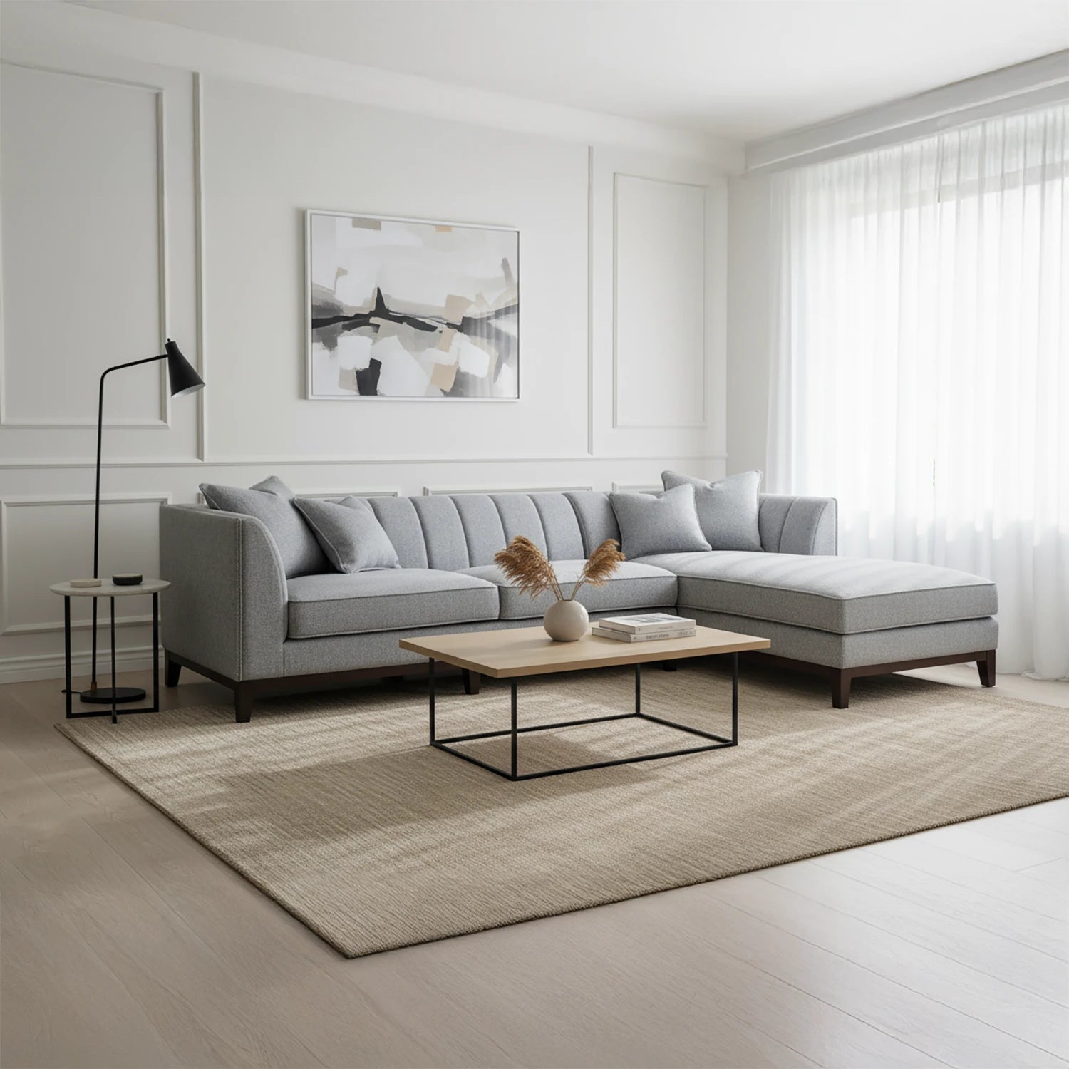 Cooper Left Hand Corner Sofa in Dolphin Boucle - Pendle Village Furniture