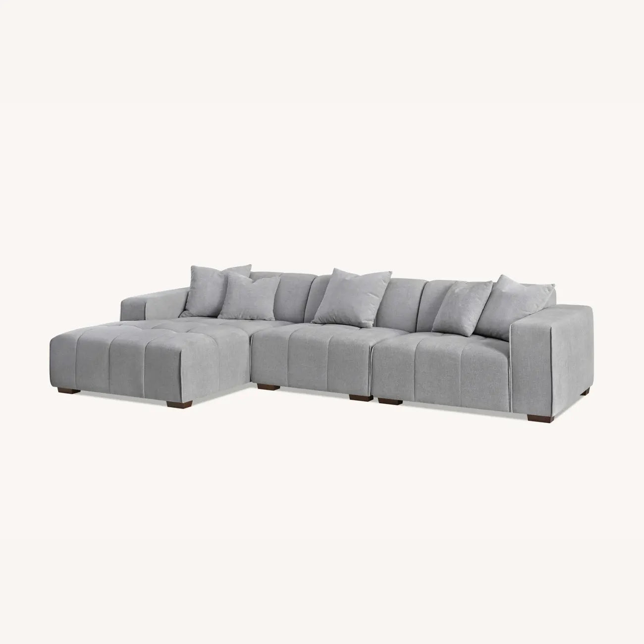 Leonard Left Hand Corner Boucle Sofa in Cloudy Grey - Pendle Village Furniture