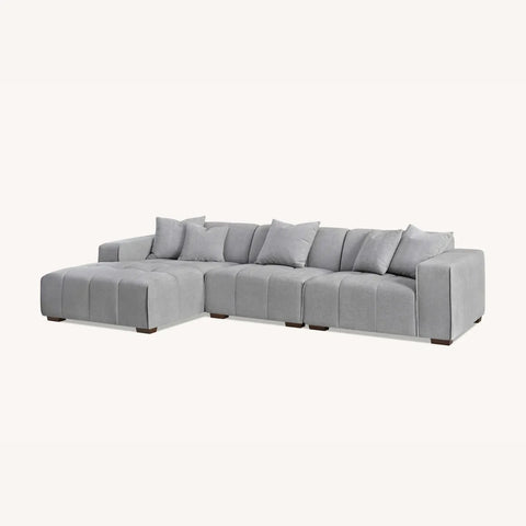 Leonard Left Hand Corner Boucle Sofa in Cloudy Grey - Pendle Village Furniture