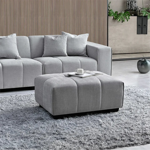 Leonard Left Hand Corner Boucle Sofa in Cloudy Grey - Pendle Village Furniture