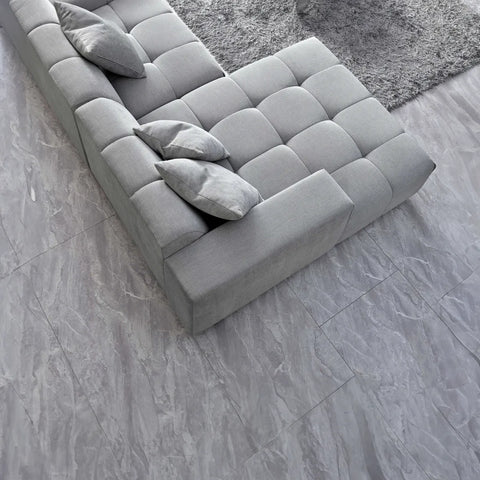 Leonard Left Hand Corner Boucle Sofa in Cloudy Grey - Pendle Village Furniture