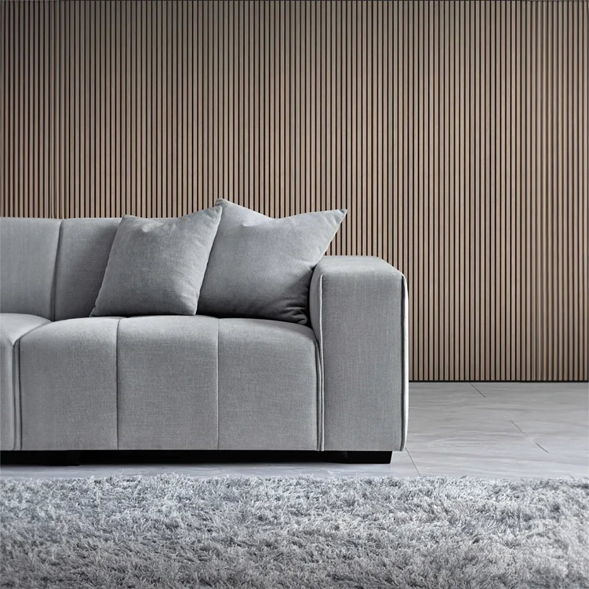 Leonard Left Hand Corner Boucle Sofa in Cloudy Grey - Pendle Village Furniture