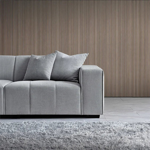 Leonard Left Hand Corner Boucle Sofa in Cloudy Grey - Pendle Village Furniture