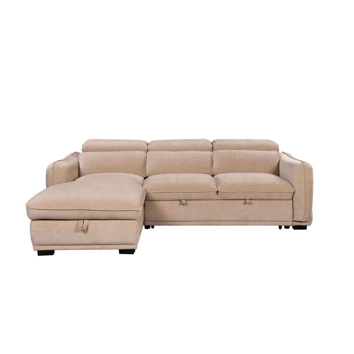Alvion Beige L Shape Sofa Bed with Pull-Out Bed Mechanism with Left Hand chaise