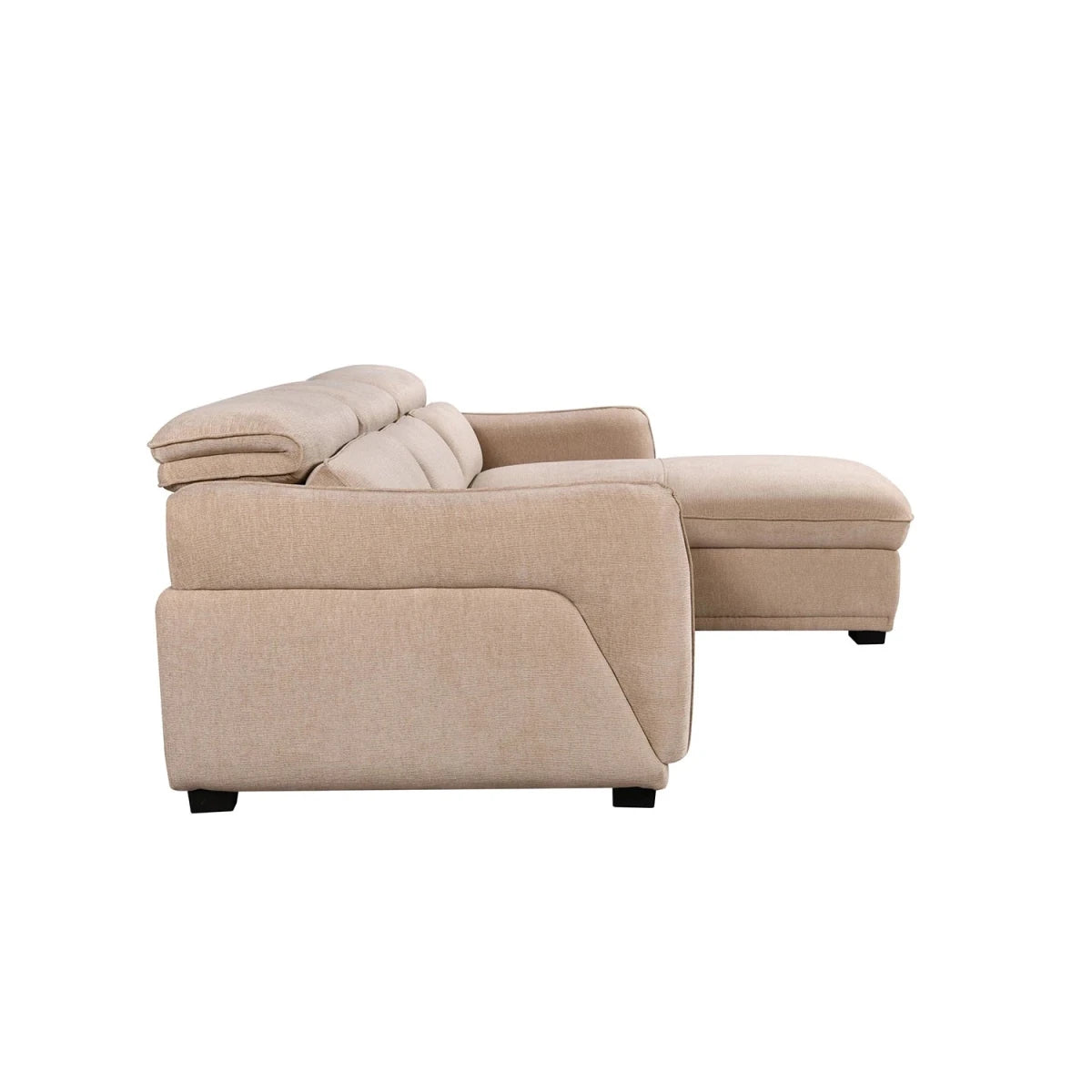 Alvion Beige Fabric Sofa Bed with Adjustable Headrests