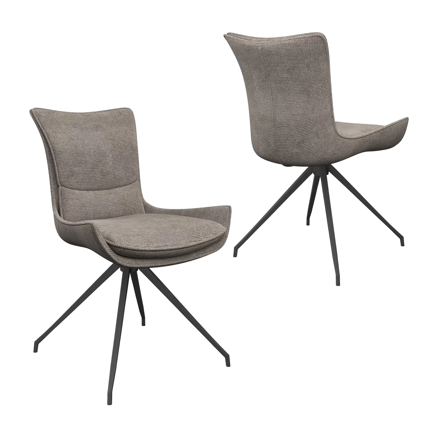 Amber Fabric Mink Swivel Set of 6 Dining Chairs, also available in Grey - Main Image 