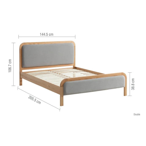 Detailed bed frame dimensions with headboard height information