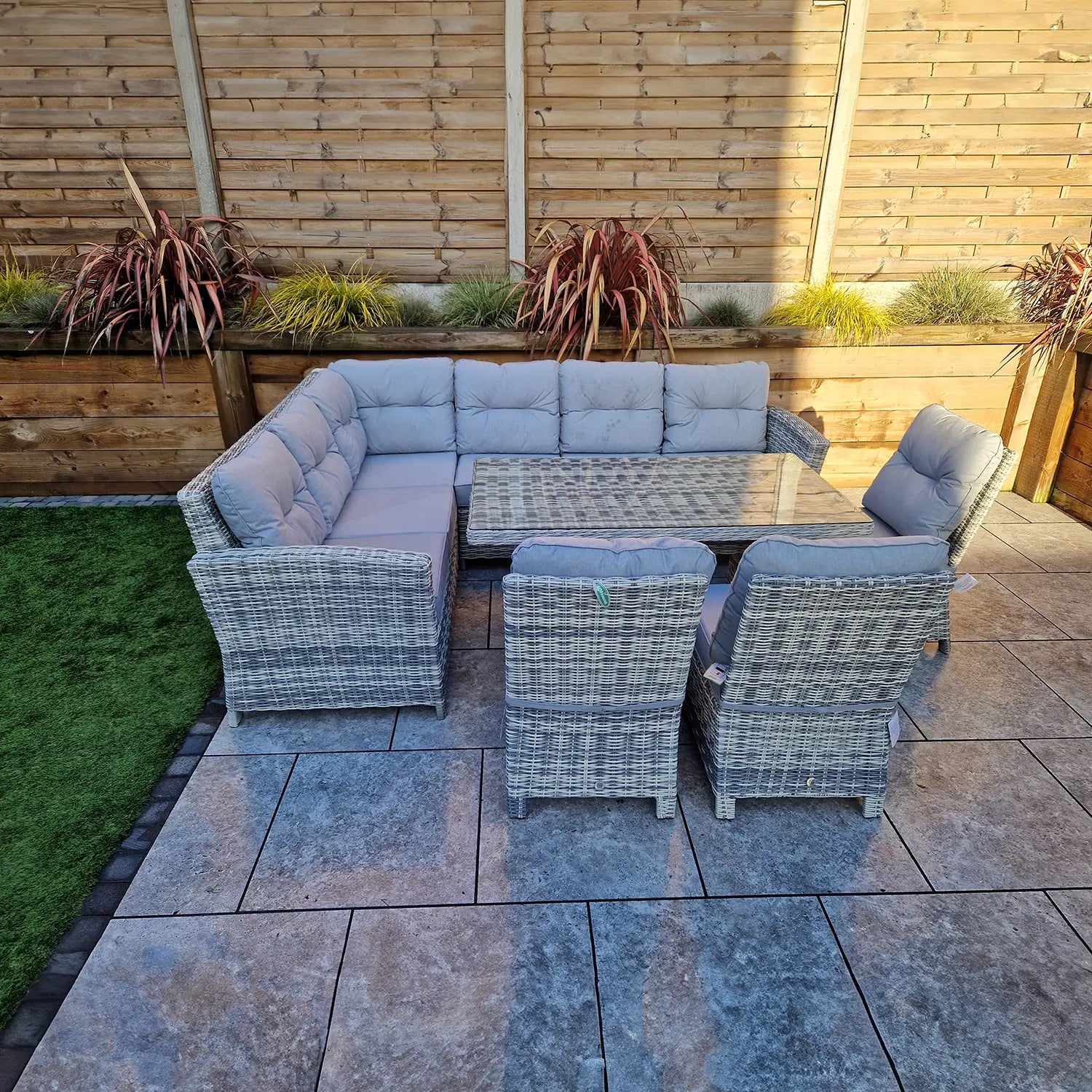 Signature Weave Amy Outdoor Large Wicker Corner Dining Set - Pendle Village Furniture
