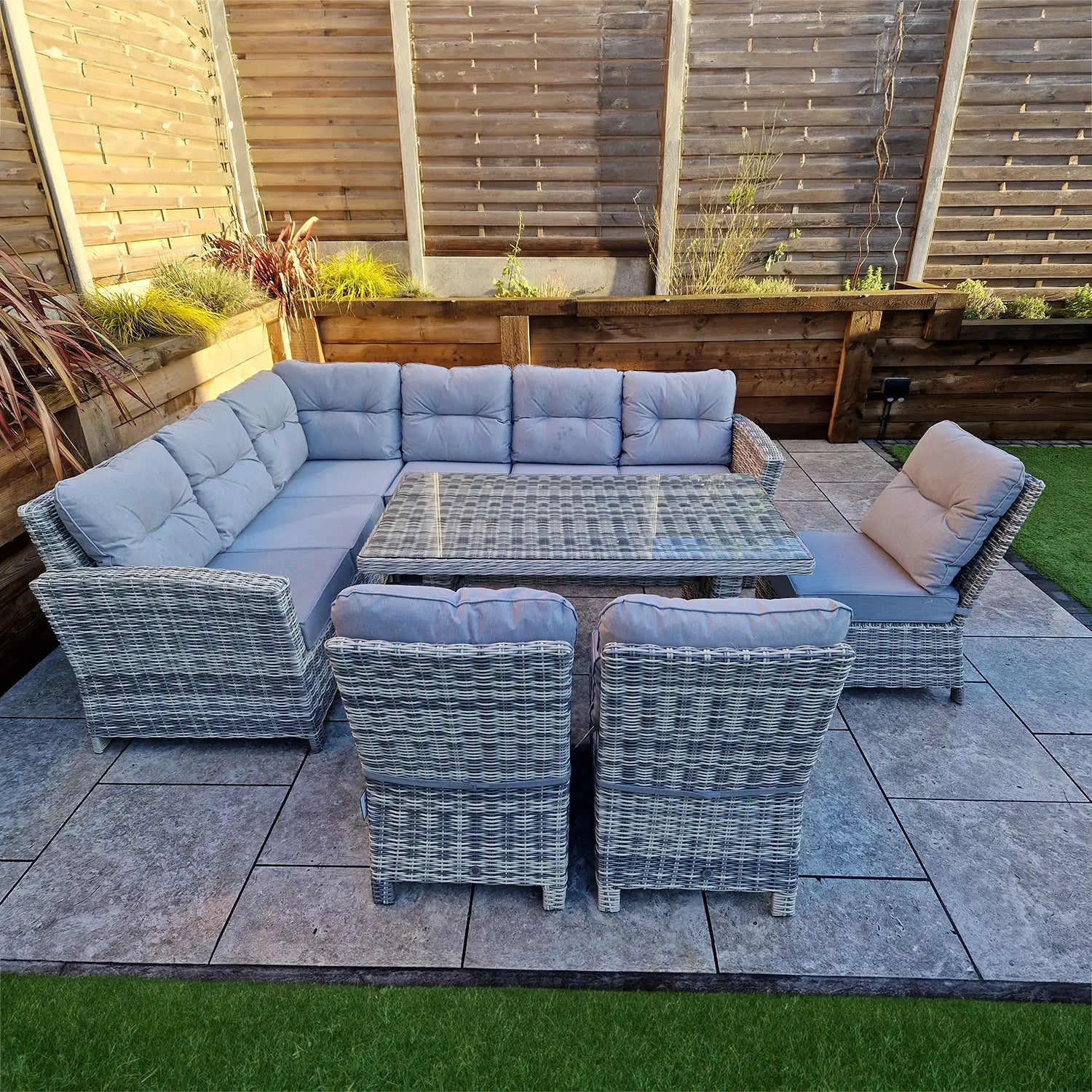 Signature Weave Amy Outdoor Large Wicker Corner Dining Set - Pendle Village Furniture