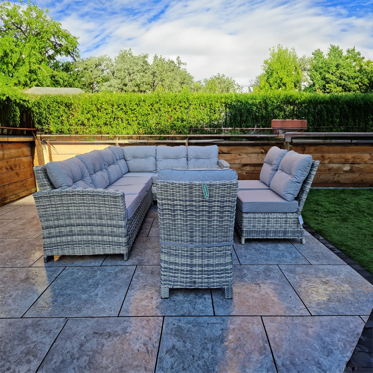 Signature Weave Amy Outdoor Large Wicker Corner Dining Set - Pendle Village Furniture
