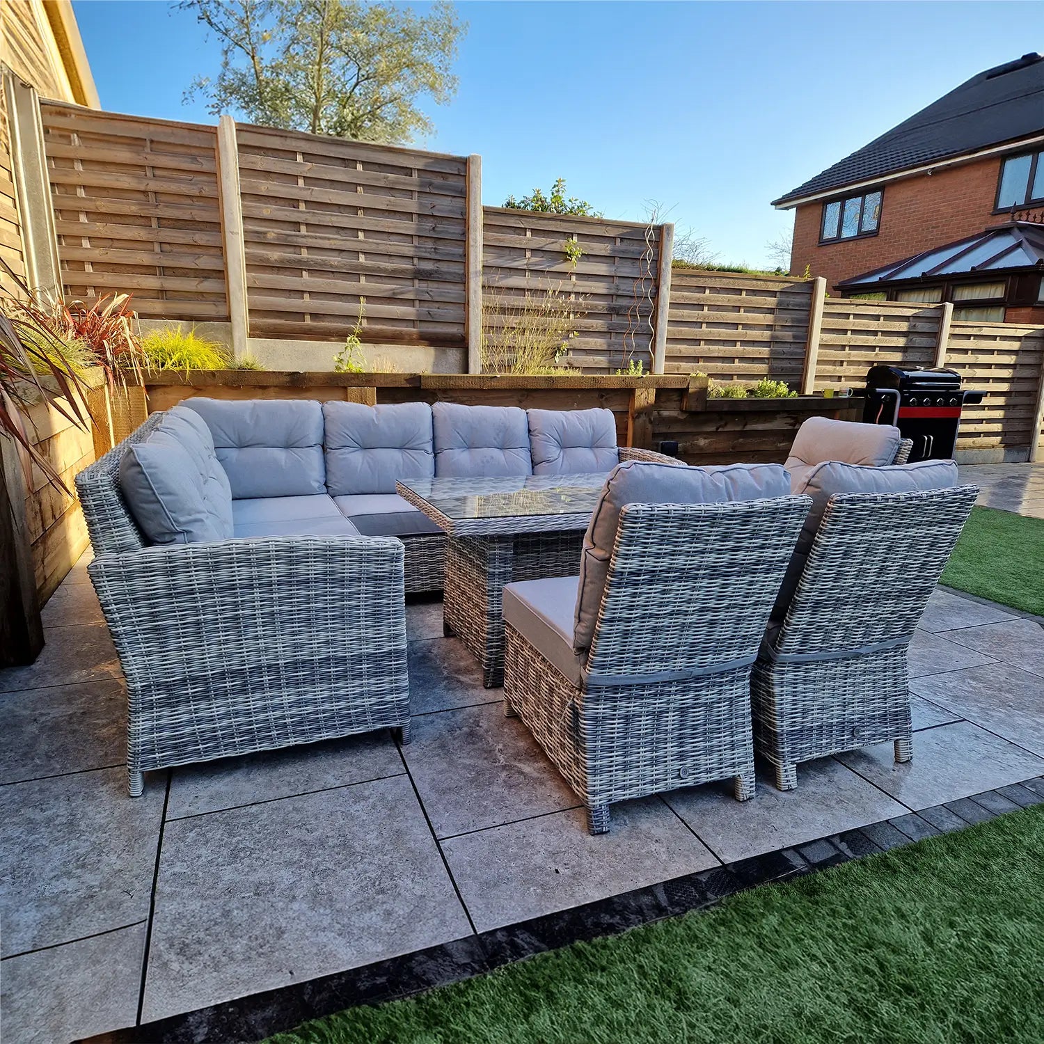 Signature Weave Amy Outdoor Large Wicker Corner Dining Set - Pendle Village Furniture
